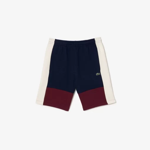 Lacoste Hosen & Shorts>Jogger Shorts Aus Aufgerautem Fleece Mit Colourblock Navy Blau / Burgunder / Weis Pig