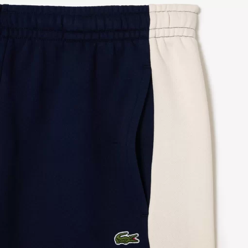 Lacoste Hosen & Shorts>Jogger Shorts Aus Aufgerautem Fleece Mit Colourblock Navy Blau / Burgunder / Weis Pig