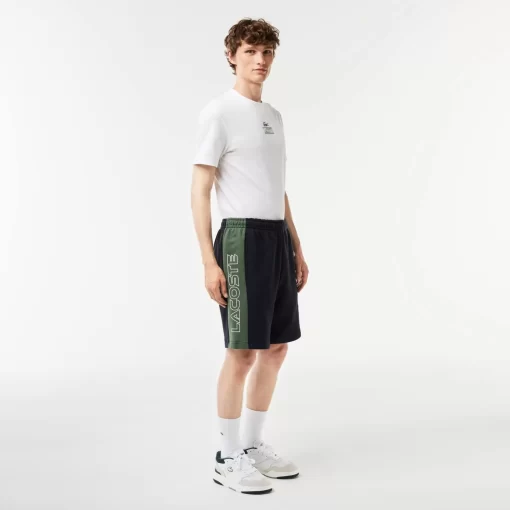 Lacoste Hosen & Shorts>Jogger Shorts Aus Ungerautem Fleece Mit Colourblock Navy Blau / Dunkelgrun Mi7