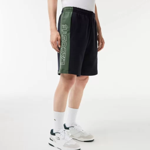 Lacoste Hosen & Shorts>Jogger Shorts Aus Ungerautem Fleece Mit Colourblock Navy Blau / Dunkelgrun Mi7