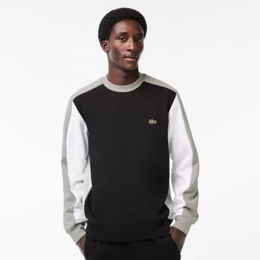 Lacoste Sweatshirts>Jogger Sweatshirt Aus Aufgerautem Fleece Mit Colourblock Schwarz / Heidekraut Grau / Weis Eqd