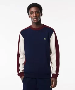 Lacoste Sweatshirts>Jogger Sweatshirt Aus Aufgerautem Fleece Mit Colourblock Navy Blau / Burgunder / Weis Pig