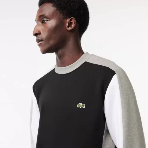 Lacoste Sweatshirts>Jogger Sweatshirt Aus Aufgerautem Fleece Mit Colourblock Schwarz / Heidekraut Grau / Weis Eqd