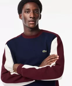 Lacoste Sweatshirts>Jogger Sweatshirt Aus Aufgerautem Fleece Mit Colourblock Navy Blau / Burgunder / Weis Pig