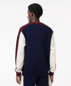 Lacoste Sweatshirts>Jogger Sweatshirt Aus Aufgerautem Fleece Mit Colourblock Navy Blau / Burgunder / Weis Pig