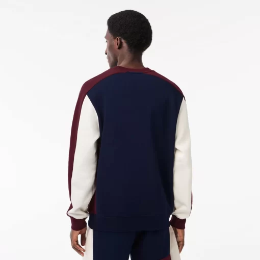 Lacoste Sweatshirts>Jogger Sweatshirt Aus Aufgerautem Fleece Mit Colourblock Navy Blau / Burgunder / Weis Pig