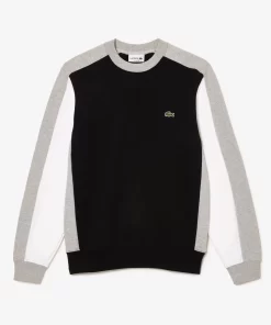 Lacoste Sweatshirts>Jogger Sweatshirt Aus Aufgerautem Fleece Mit Colourblock Schwarz / Heidekraut Grau / Weis Eqd