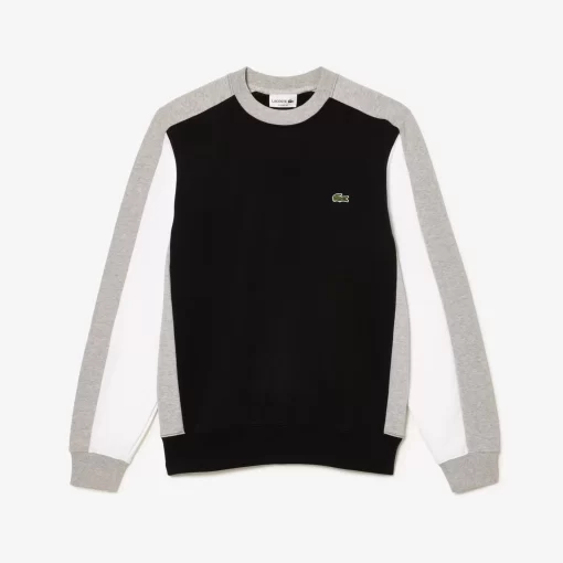 Lacoste Sweatshirts>Jogger Sweatshirt Aus Aufgerautem Fleece Mit Colourblock Schwarz / Heidekraut Grau / Weis Eqd