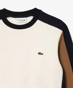 Lacoste Sweatshirts>Jogger Sweatshirt Aus Aufgerautem Fleece Mit Colourblock Weis / Braun / Navy Blau Ri2