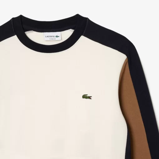 Lacoste Sweatshirts>Jogger Sweatshirt Aus Aufgerautem Fleece Mit Colourblock Weis / Braun / Navy Blau Ri2