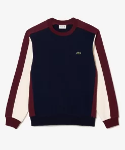 Lacoste Sweatshirts>Jogger Sweatshirt Aus Aufgerautem Fleece Mit Colourblock Navy Blau / Burgunder / Weis Pig