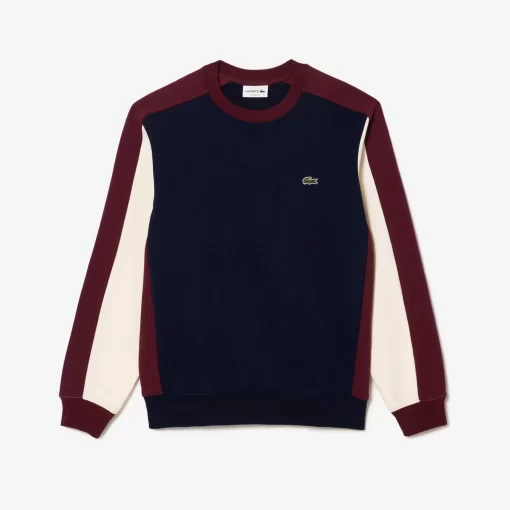 Lacoste Sweatshirts>Jogger Sweatshirt Aus Aufgerautem Fleece Mit Colourblock Navy Blau / Burgunder / Weis Pig