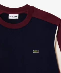 Lacoste Sweatshirts>Jogger Sweatshirt Aus Aufgerautem Fleece Mit Colourblock Navy Blau / Burgunder / Weis Pig