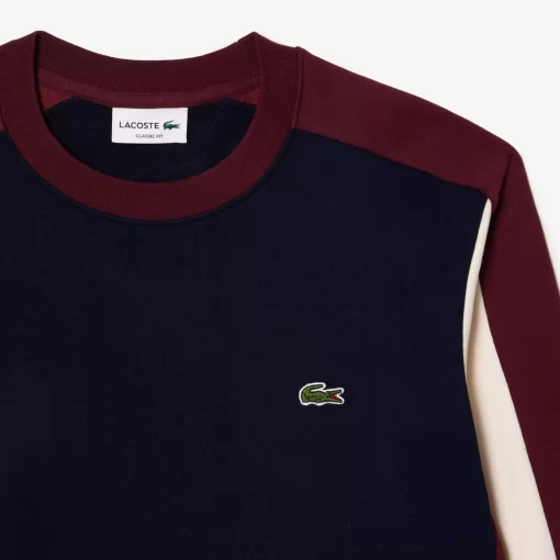 Lacoste Sweatshirts>Jogger Sweatshirt Aus Aufgerautem Fleece Mit Colourblock Navy Blau / Burgunder / Weis Pig