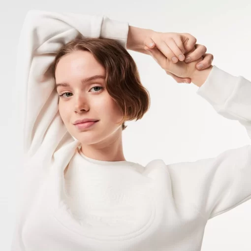 Lacoste Sweatshirts>Jogger-Sweatshirt Mit Stickerei Im Lassigen Schnitt Weis 70V