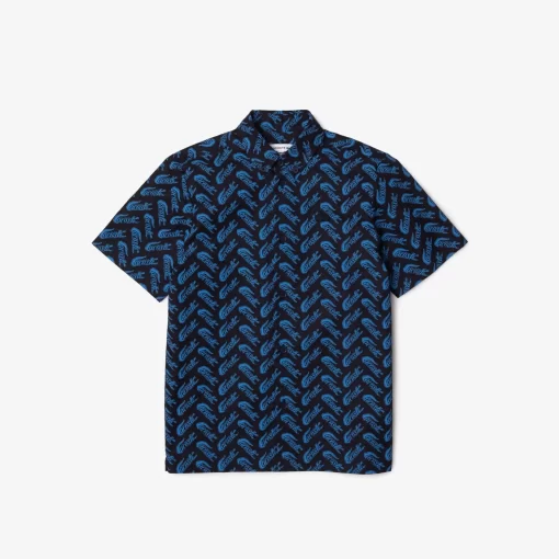 Lacoste Jungenkleidung>Jungen Hemd Aus Baumwoll-Voile Navy Blau / Blau F65