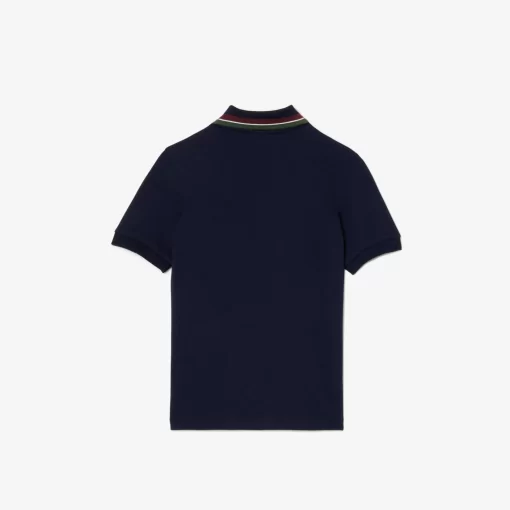 Lacoste Jungenkleidung>Jungen Poloshirt Aus Baumwollpique Mit Trikolor-Kragen Navy Blau / Weis Qrn