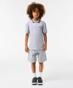 Lacoste Jungenkleidung>Jungen Poloshirt Aus Baumwollpique Mit Trikolor-Kragen Heidekraut Grau / Weis W9D