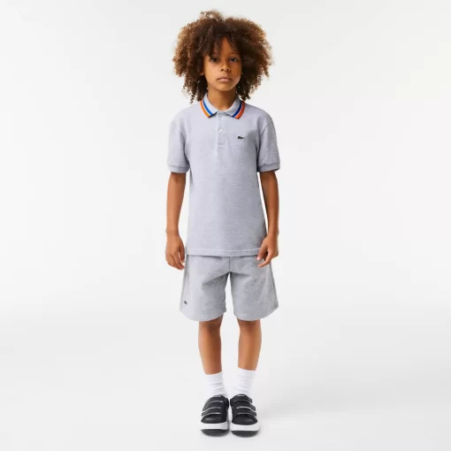 Lacoste Jungenkleidung>Jungen Poloshirt Aus Baumwollpique Mit Trikolor-Kragen Heidekraut Grau / Weis W9D