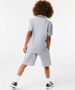 Lacoste Jungenkleidung>Jungen Poloshirt Aus Baumwollpique Mit Trikolor-Kragen Heidekraut Grau / Weis W9D