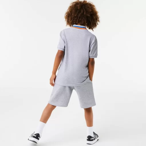 Lacoste Jungenkleidung>Jungen Poloshirt Aus Baumwollpique Mit Trikolor-Kragen Heidekraut Grau / Weis W9D