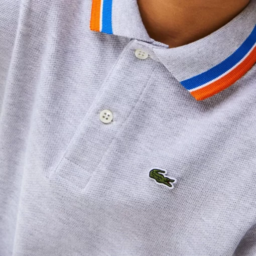 Lacoste Jungenkleidung>Jungen Poloshirt Aus Baumwollpique Mit Trikolor-Kragen Heidekraut Grau / Weis W9D