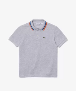 Lacoste Jungenkleidung>Jungen Poloshirt Aus Baumwollpique Mit Trikolor-Kragen Heidekraut Grau / Weis W9D