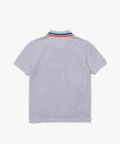 Lacoste Jungenkleidung>Jungen Poloshirt Aus Baumwollpique Mit Trikolor-Kragen Heidekraut Grau / Weis W9D