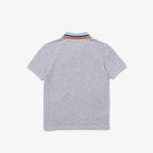 Lacoste Jungenkleidung>Jungen Poloshirt Aus Baumwollpique Mit Trikolor-Kragen Heidekraut Grau / Weis W9D