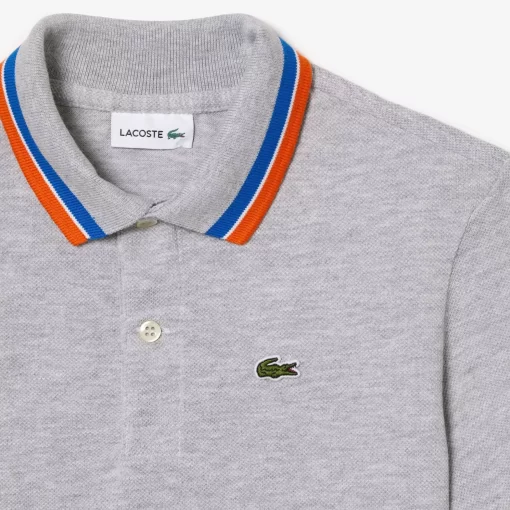 Lacoste Jungenkleidung>Jungen Poloshirt Aus Baumwollpique Mit Trikolor-Kragen Heidekraut Grau / Weis W9D