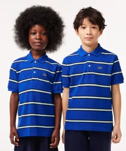 Lacoste Jungenkleidung>Jungen Poloshirt Aus Gestreiftem Pique Blau / Weis Uib