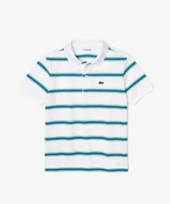 Lacoste Jungenkleidung>Jungen Poloshirt Aus Gestreiftem Pique Weis / Grun / Blau Y0I