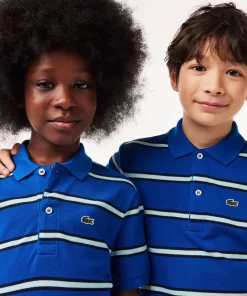 Lacoste Jungenkleidung>Jungen Poloshirt Aus Gestreiftem Pique Blau / Weis Uib