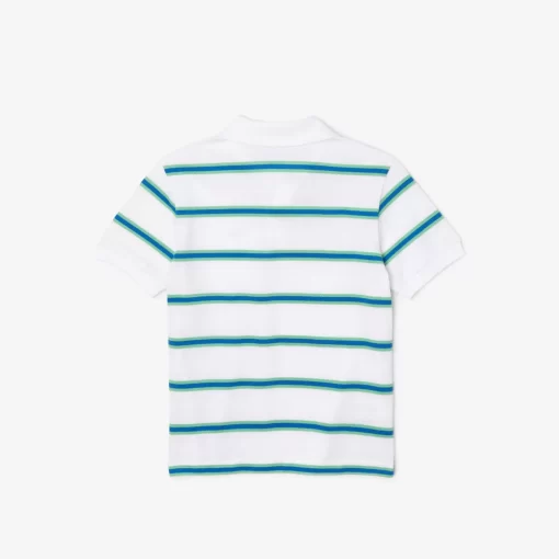 Lacoste Jungenkleidung>Jungen Poloshirt Aus Gestreiftem Pique Weis / Grun / Blau Y0I