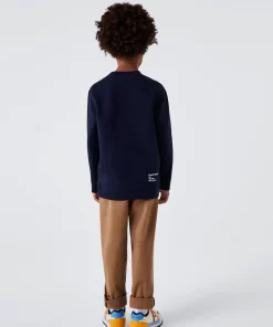 Lacoste Jungenkleidung>Jungen Sweatshirt Mit Geripptem Kragen Navy Blau 166