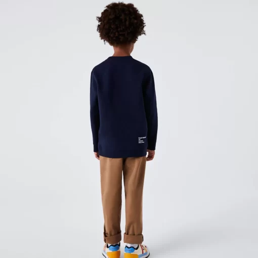 Lacoste Jungenkleidung>Jungen Sweatshirt Mit Geripptem Kragen Navy Blau 166