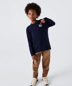 Lacoste Jungenkleidung>Jungen Sweatshirt Mit Geripptem Kragen Navy Blau 166