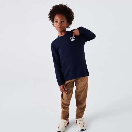 Lacoste Jungenkleidung>Jungen Sweatshirt Mit Geripptem Kragen Navy Blau 166