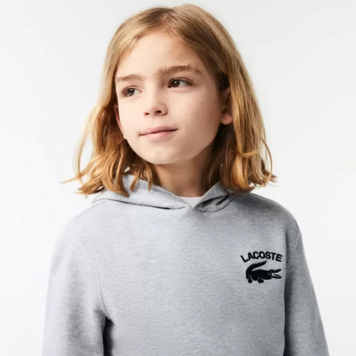 Lacoste Jungenkleidung>Jungen Sweatshirt Mit Kapuze Und Aufdruck Heidekraut Grau Cca