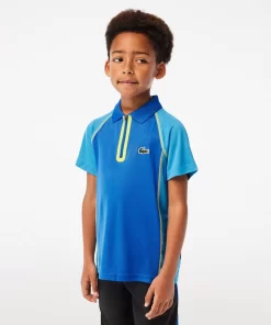 Lacoste Jungenkleidung>Jungen Tennis Poloshirt Aus Recyceltem Ultra-Dry-Polyester Blau / Gelb Aw9