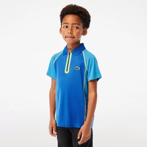 Lacoste Jungenkleidung>Jungen Tennis Poloshirt Aus Recyceltem Ultra-Dry-Polyester Blau / Gelb Aw9