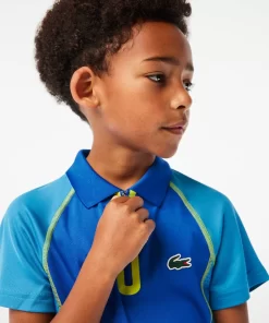 Lacoste Jungenkleidung>Jungen Tennis Poloshirt Aus Recyceltem Ultra-Dry-Polyester Blau / Gelb Aw9