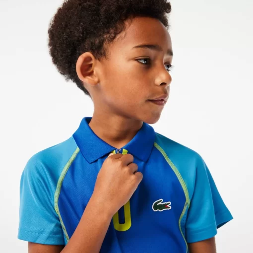 Lacoste Jungenkleidung>Jungen Tennis Poloshirt Aus Recyceltem Ultra-Dry-Polyester Blau / Gelb Aw9