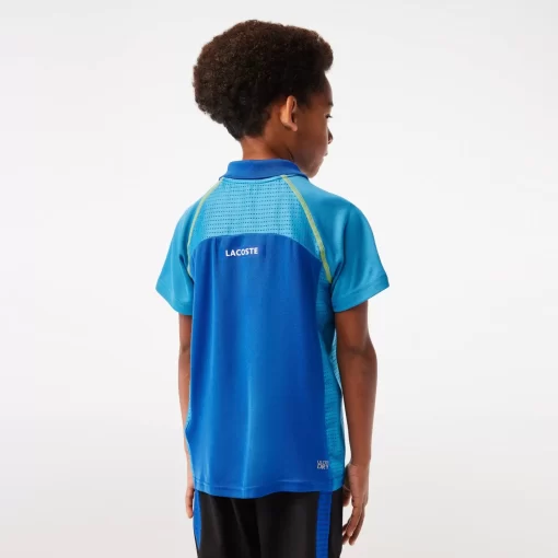 Lacoste Jungenkleidung>Jungen Tennis Poloshirt Aus Recyceltem Ultra-Dry-Polyester Blau / Gelb Aw9