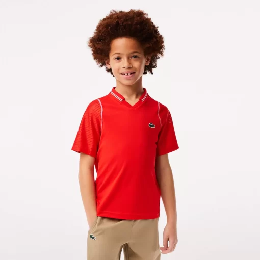 Lacoste Jungenkleidung>Jungen Tennis X Daniil Medvedev Ultra-Dry-Poloshirt Rot S5H