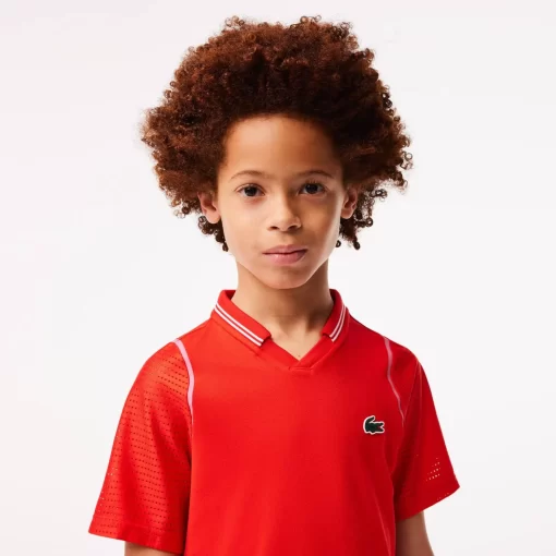 Lacoste Jungenkleidung>Jungen Tennis X Daniil Medvedev Ultra-Dry-Poloshirt Rot S5H