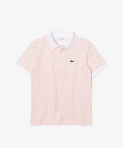 Lacoste Jungenkleidung>Jungen-Poloshirt Aus Baumwoll-Pique Mit Schachbrett-Aufdruck Rosa / Weis Nw5