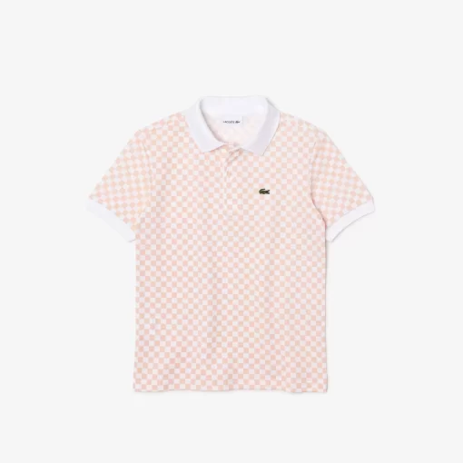 Lacoste Jungenkleidung>Jungen-Poloshirt Aus Baumwoll-Pique Mit Schachbrett-Aufdruck Rosa / Weis Nw5