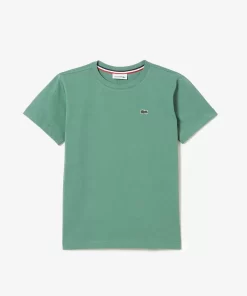 Lacoste Mädchenkleidung>Jungen-Rundhals-Shirt Aus Baumwolljersey Khaki Grun Kx5