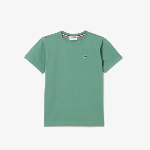 Lacoste Mädchenkleidung>Jungen-Rundhals-Shirt Aus Baumwolljersey Khaki Grun Kx5